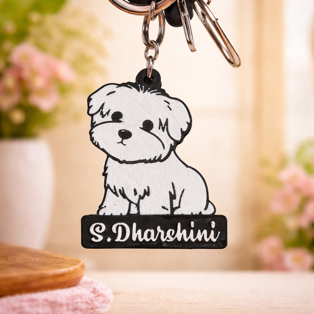 Custom Dog Name Keychain – Personalized Pet Name Keyring